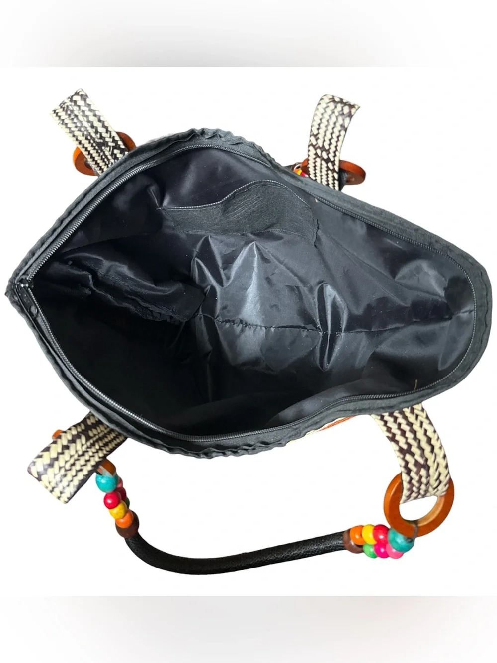 Columbian Cana Flecha Straw Tote with Zipper Closure, & 2 Matching Mini Bags